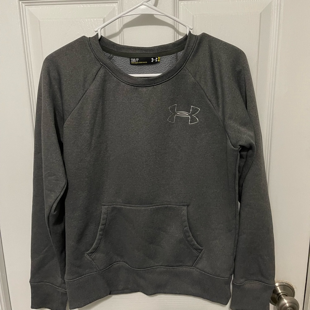 Under Armour Loose Women's Long Sleeve Gray Sweatshirt Kangaroo Pocket Size S